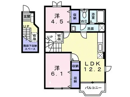 ベルデュール白羽A(2LDK/2階)の間取り写真