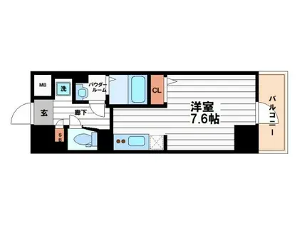 METROSA谷町六丁目サウス(ワンルーム/3階)の間取り写真
