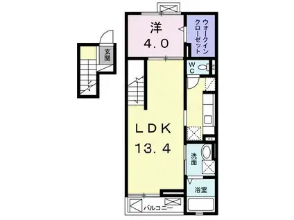 ル・シェル(1LDK/4階)の間取り写真