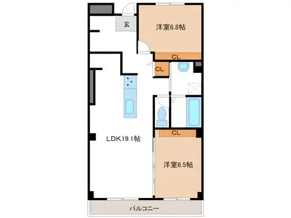 OASIS徳次(2LDK/1階)の間取り写真