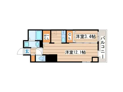 榴ヶ岡YSコート(1LDK/2階)の間取り写真