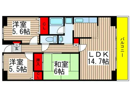 ルーチェ緑が丘(3LDK/1階)の間取り写真