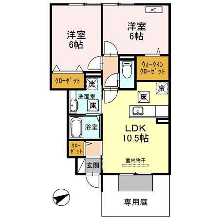 カーサM(2LDK/1階)の間取り写真