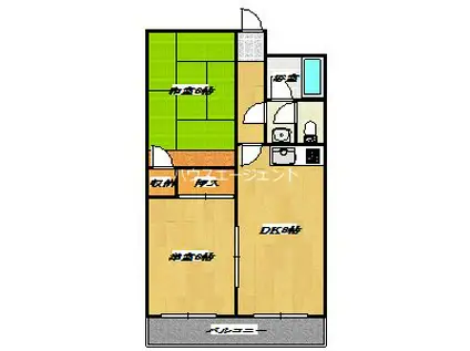 サントヴィラージスガII(2DK/3階)の間取り写真