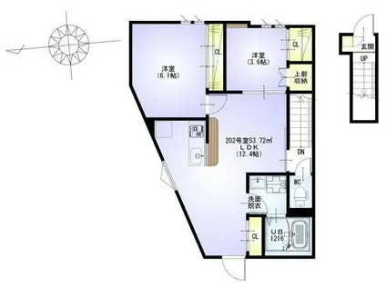 VILLEST 溝の口 ノース(2LDK/2階)の間取り写真