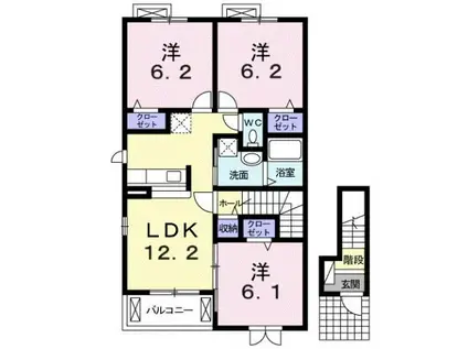 サニーウェル岩滑III(3LDK/2階)の間取り写真