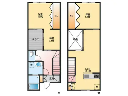エコ・パティオ諏訪(2SLDK/1階)の間取り写真