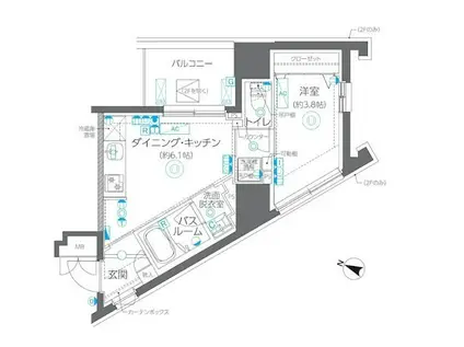 ZOOM南町(1DK/6階)の間取り写真
