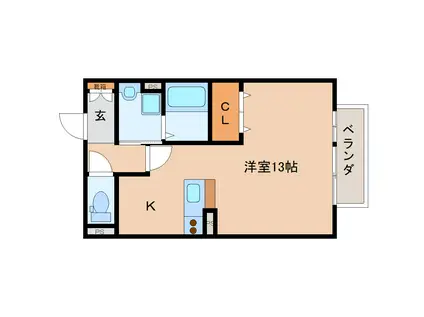 カーサ奈良町Ⅱ(ワンルーム/2階)の間取り写真