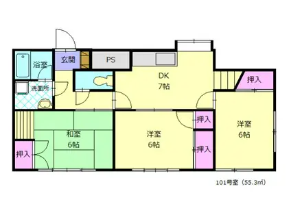 フォーサイト有田RENATUS(3LDK/1階)の間取り写真