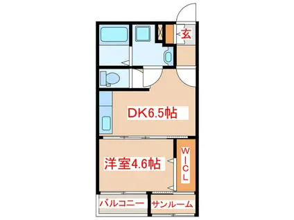 N-LINE(1DK/1階)の間取り写真