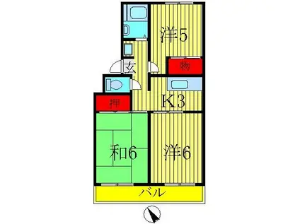 プレジール1番館(3K/1階)の間取り写真