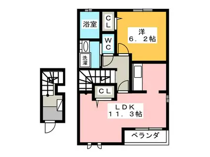 パサージュ(1LDK/2階)の間取り写真