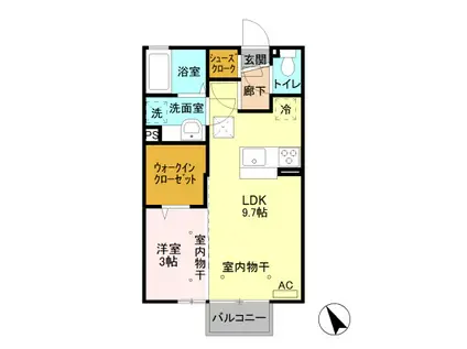 D‐ROOMメゾン・ド・リス 105(1LDK/1階)の間取り写真