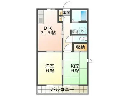 コンフォール B(2DK/1階)の間取り写真
