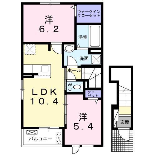 ゴーズ レジデンス K(2LDK/2階)の間取り写真
