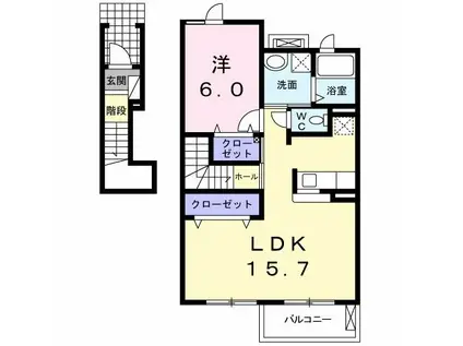 グリーンガーデン(1LDK/2階)の間取り写真