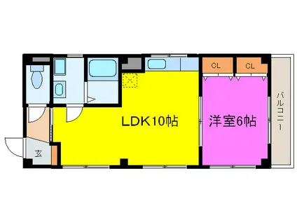 ソレアードIII(1LDK/2階)の間取り写真