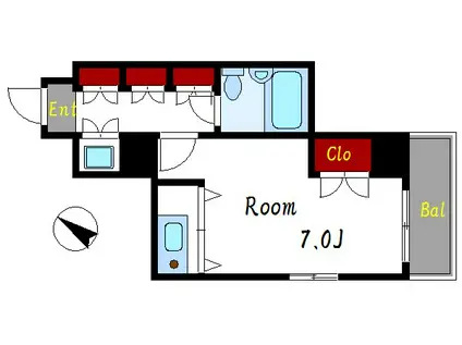 ビバリーホームズ越中島(ワンルーム/4階)の間取り写真