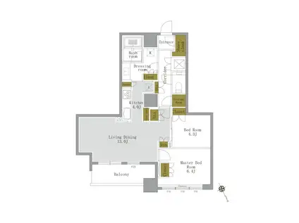 勝どき ザ・タワー(2LDK/25階)の間取り写真