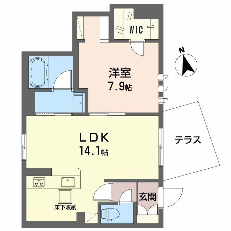 シャーメゾン堂ヶ芝(1LDK/1階)の間取り写真