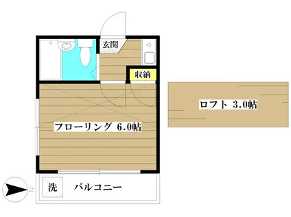 桜台ローズハイムII(1K/1階)の間取り写真