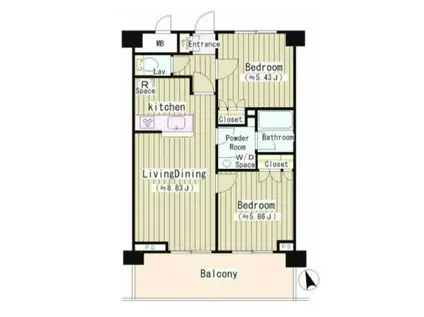 アーレア戸越公園(2LDK/3階)の間取り写真