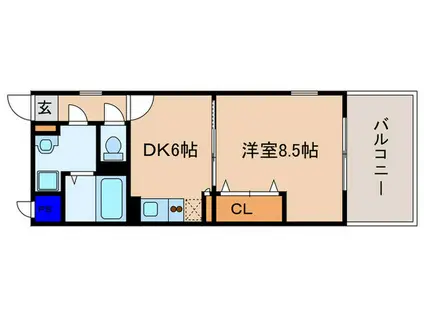 ベルドミール洛南(1DK/3階)の間取り写真