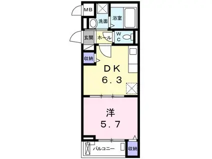 ラ・ベル・リューヌ(1DK/2階)の間取り写真