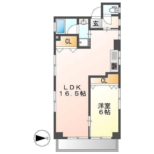 メゾン泉(1LDK/4階)の間取り写真