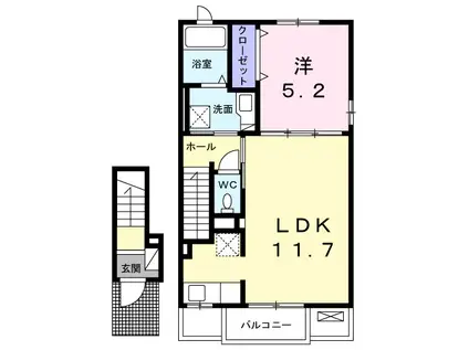ロジュマン ミユキI(1LDK/2階)の間取り写真