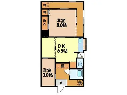 インプルーブ稲佐(2DK/1階)の間取り写真