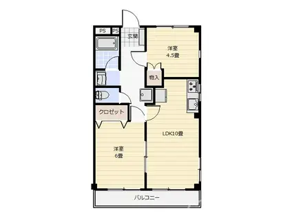 アリーズ・ハウス(2LDK/3階)の間取り写真