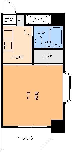 ハイネス山越(1K/4階)の間取り写真