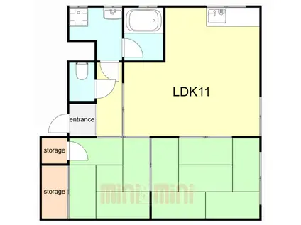 観音山ハイツ東棟(2LDK/1階)の間取り写真