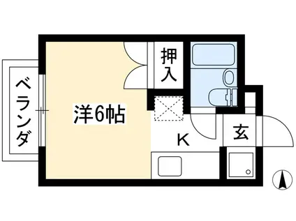北大路ハイムB棟(1K/2階)の間取り写真