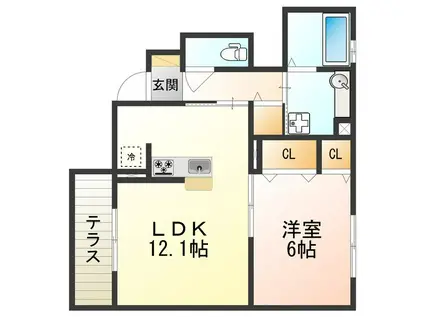 DEARCOURT(1LDK/1階)の間取り写真