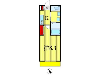 オハナ ウエスト(1K/1階)の間取り写真