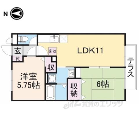 サンクコール朝和AB(2LDK/2階)の間取り写真