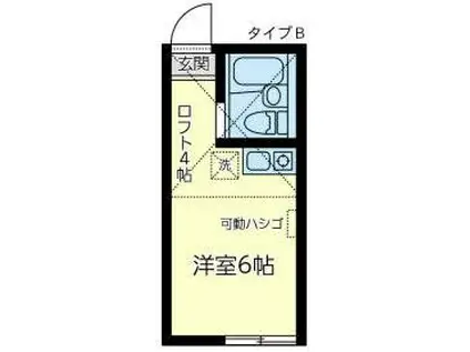 ユナイト大倉山レイナーワイス(ワンルーム/2階)の間取り写真