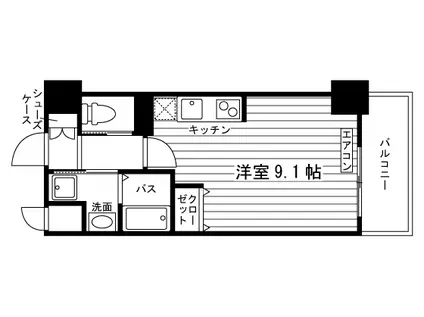 キルンズ西新(ワンルーム/3階)の間取り写真