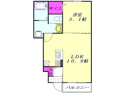 ハイツシェーンⅤ(1LDK/1階)の間取り写真