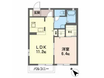 セゾンコートA(1LDK/1階)の間取り写真