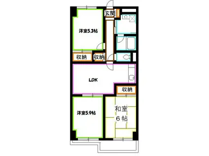 チサンマンション(3DK/4階)の間取り写真