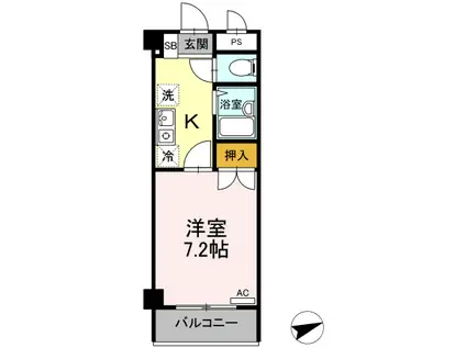 セジュール浦上(1K/2階)の間取り写真
