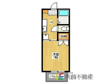 スカイアップフジ(1K/2階)の間取り写真