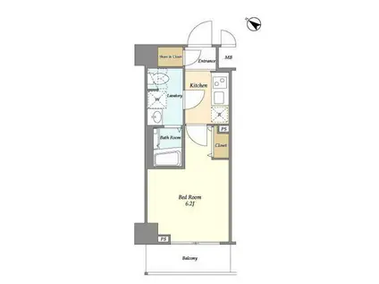 ライジングプレイス川崎二番館(1K/8階)の間取り写真