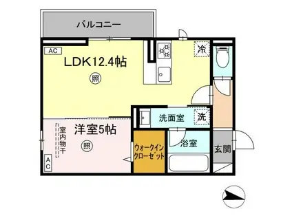 クオリティパレス真砂(1LDK/2階)の間取り写真