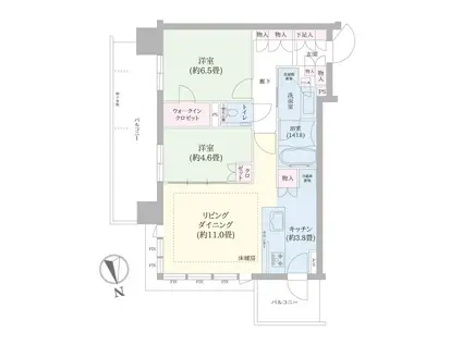 シティタワーズ東京ベイ(2LDK/13階)の間取り写真