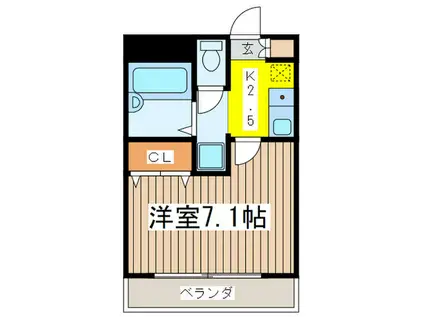 新町ソレーユ(1K/1階)の間取り写真
